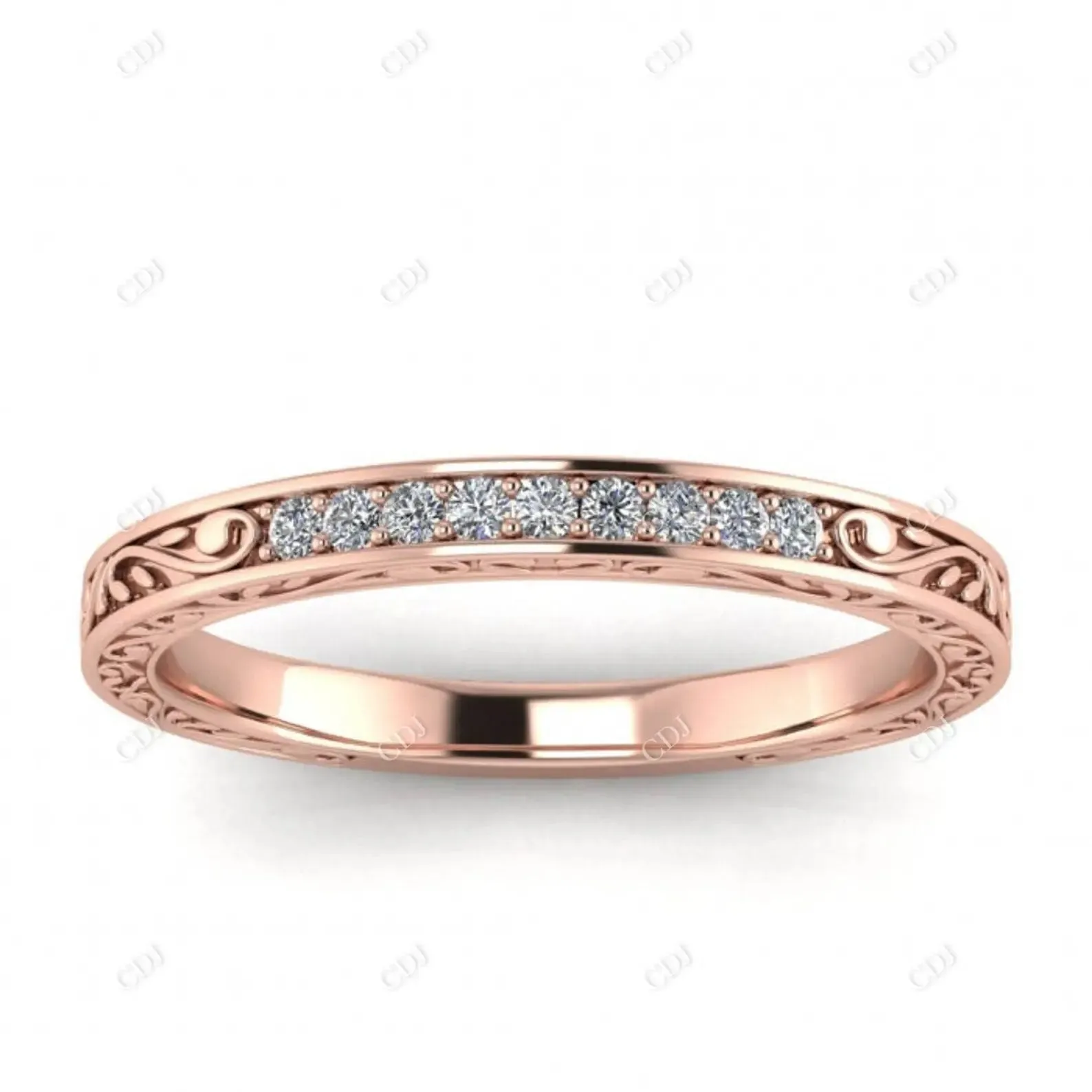 0.08CTW Lab Grown Diamond Filigree Art Deco Band