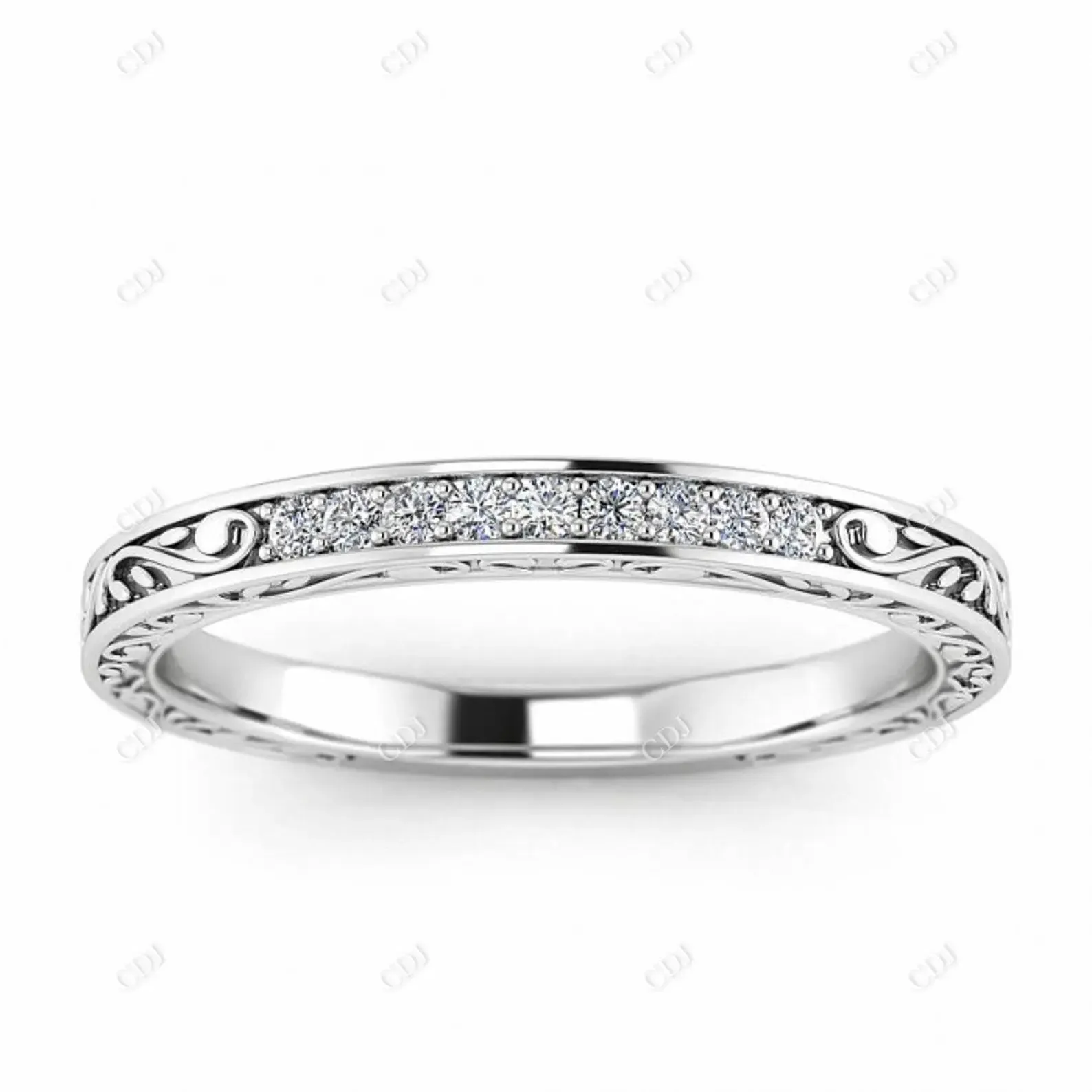 0.08CTW Lab Grown Diamond Filigree Art Deco Band