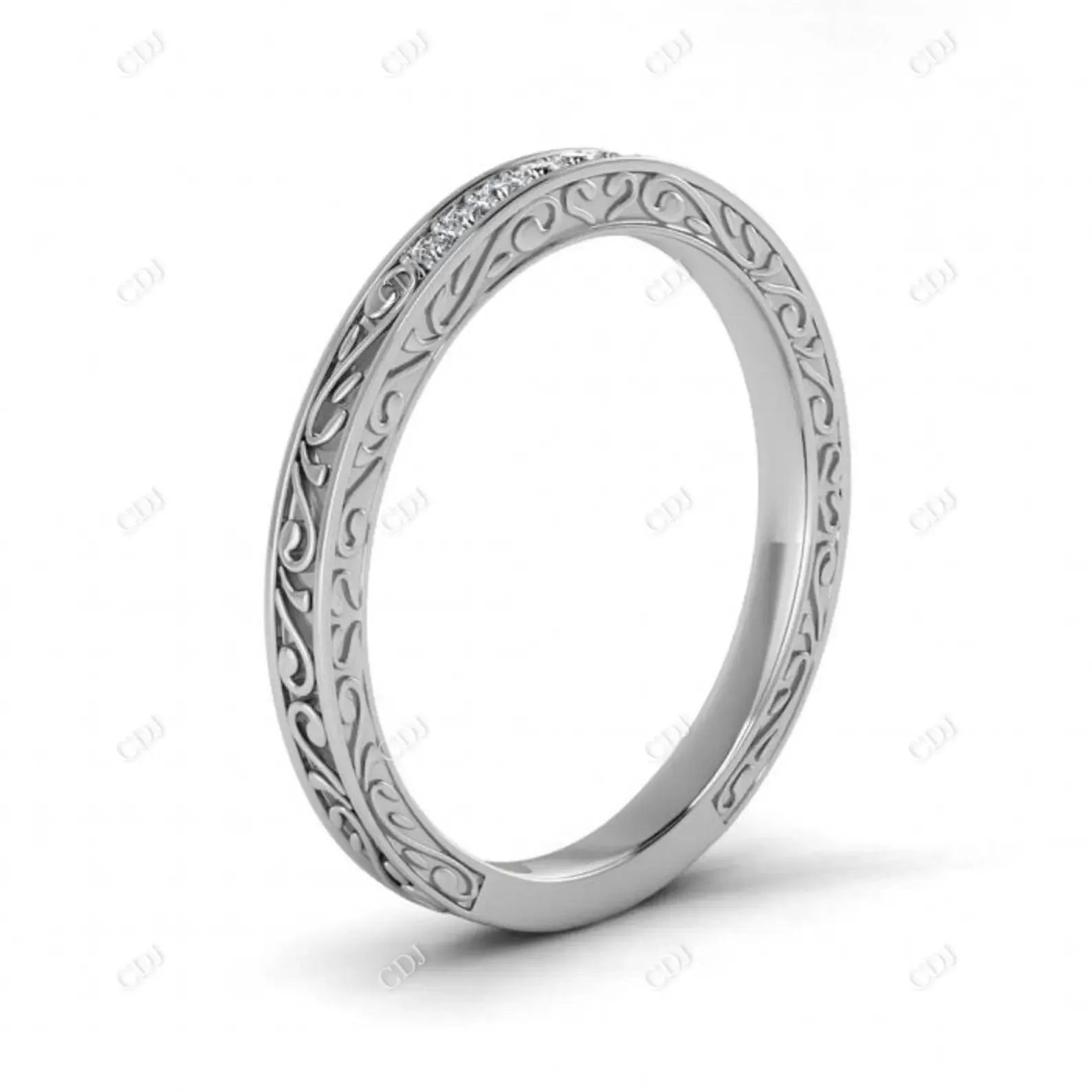 0.08CTW Lab Grown Diamond Filigree Art Deco Band