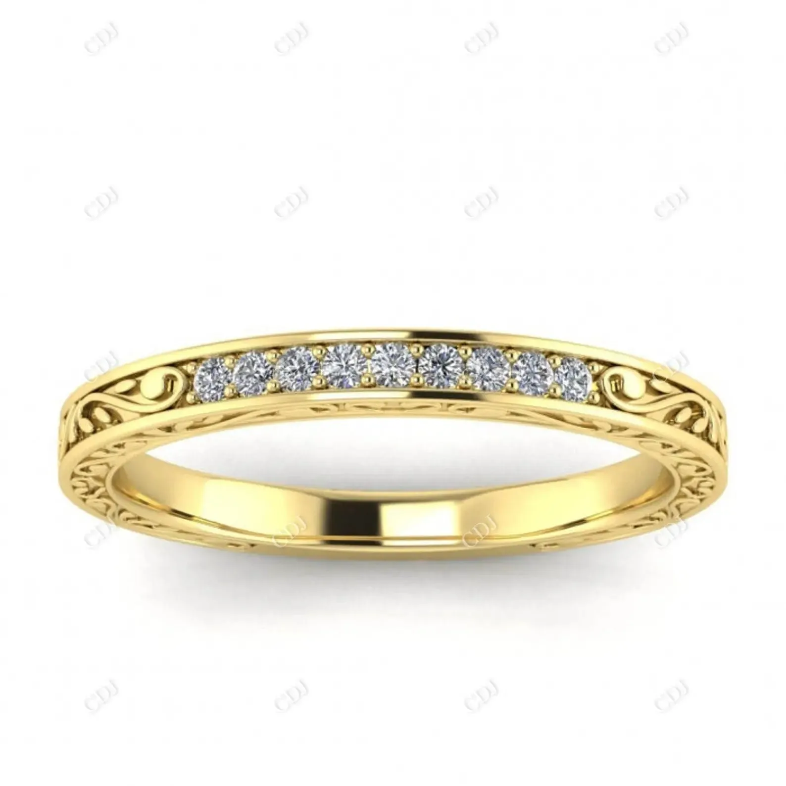 0.08CTW Lab Grown Diamond Filigree Art Deco Band