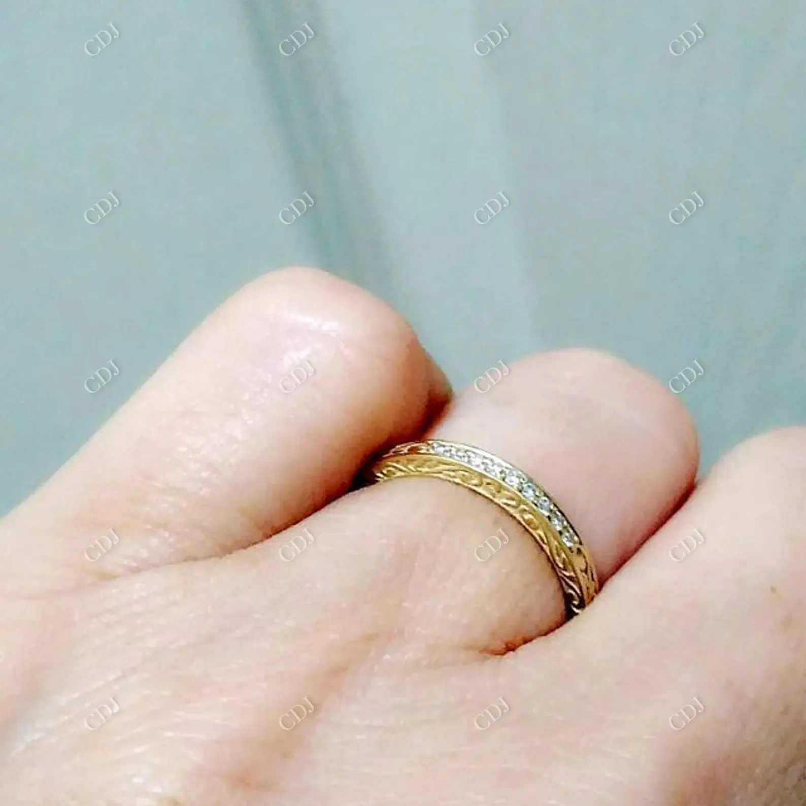 0.08CTW Lab Grown Diamond Filigree Art Deco Band