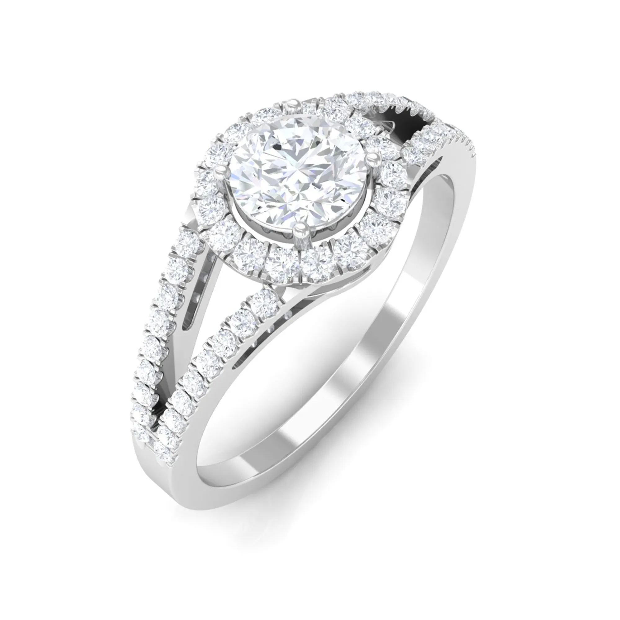 1 CT Split Shank Moissanite Engagement Ring in Gold