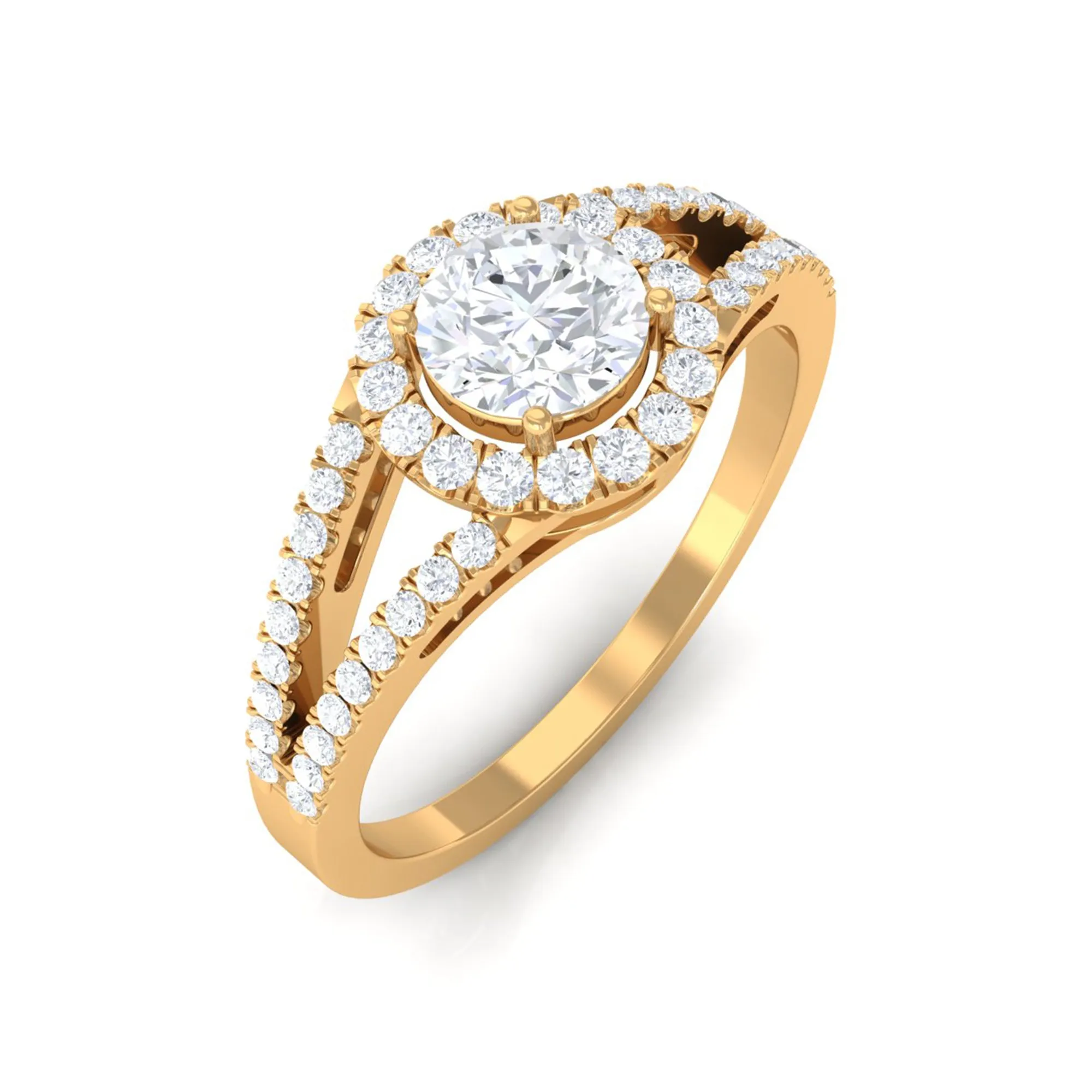 1 CT Split Shank Moissanite Engagement Ring in Gold