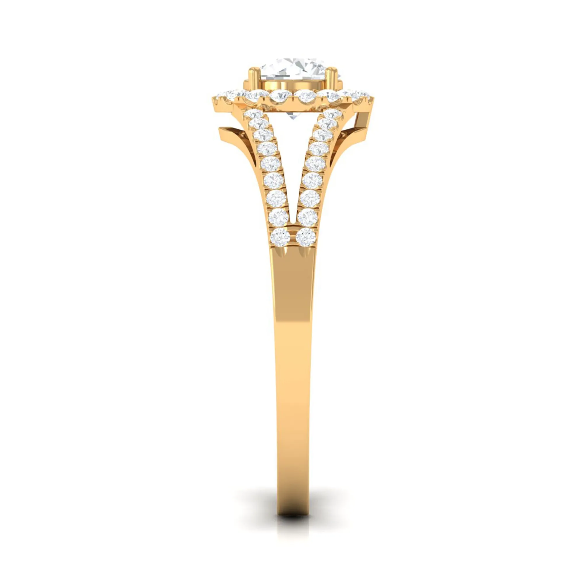 1 CT Split Shank Moissanite Engagement Ring in Gold