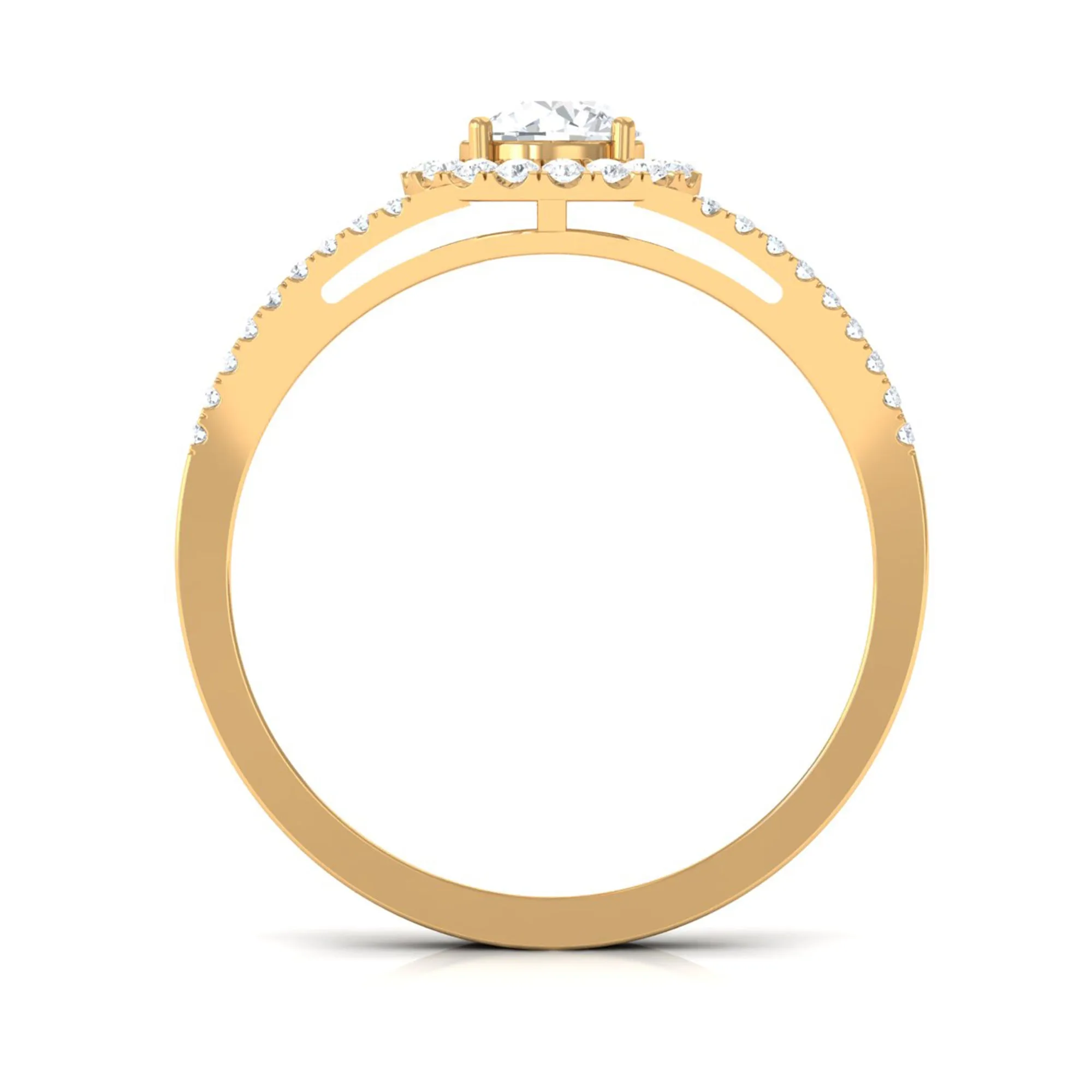 1 CT Split Shank Moissanite Engagement Ring in Gold