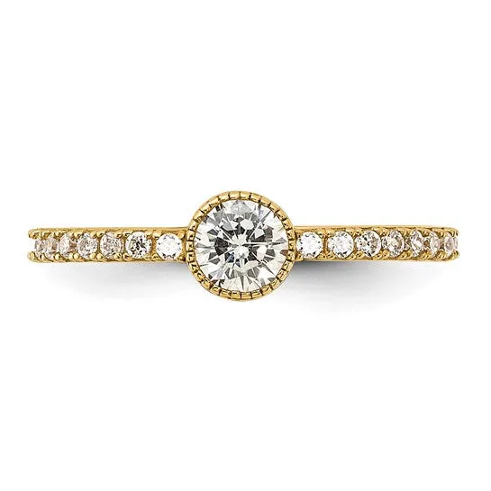 10k Gold 5mm Bezel Set CZ with Side Accents Promise Ring
