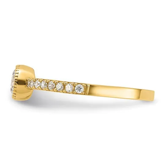 10k Gold 5mm Bezel Set CZ with Side Accents Promise Ring