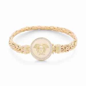 10K Yellow Gold Byzantine Woman's Bracelet with Medusa and Cz / Size: 7.5" / Weight: 12.7 GR / DPWB0VS