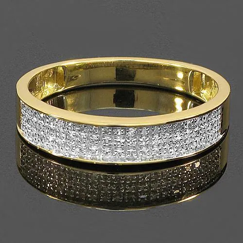10K Yellow Solid Gold Diamond Wedding Ring Band Set 0.50 Ctw