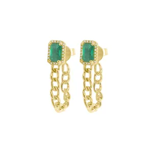 14K GOLD DIAMOND AND EMERALD GABRIELLA EARRINGS