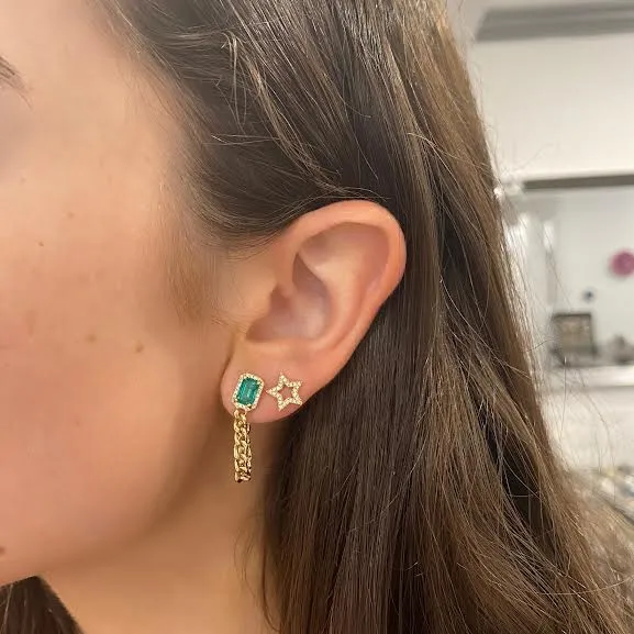 14K GOLD DIAMOND AND EMERALD GABRIELLA EARRINGS