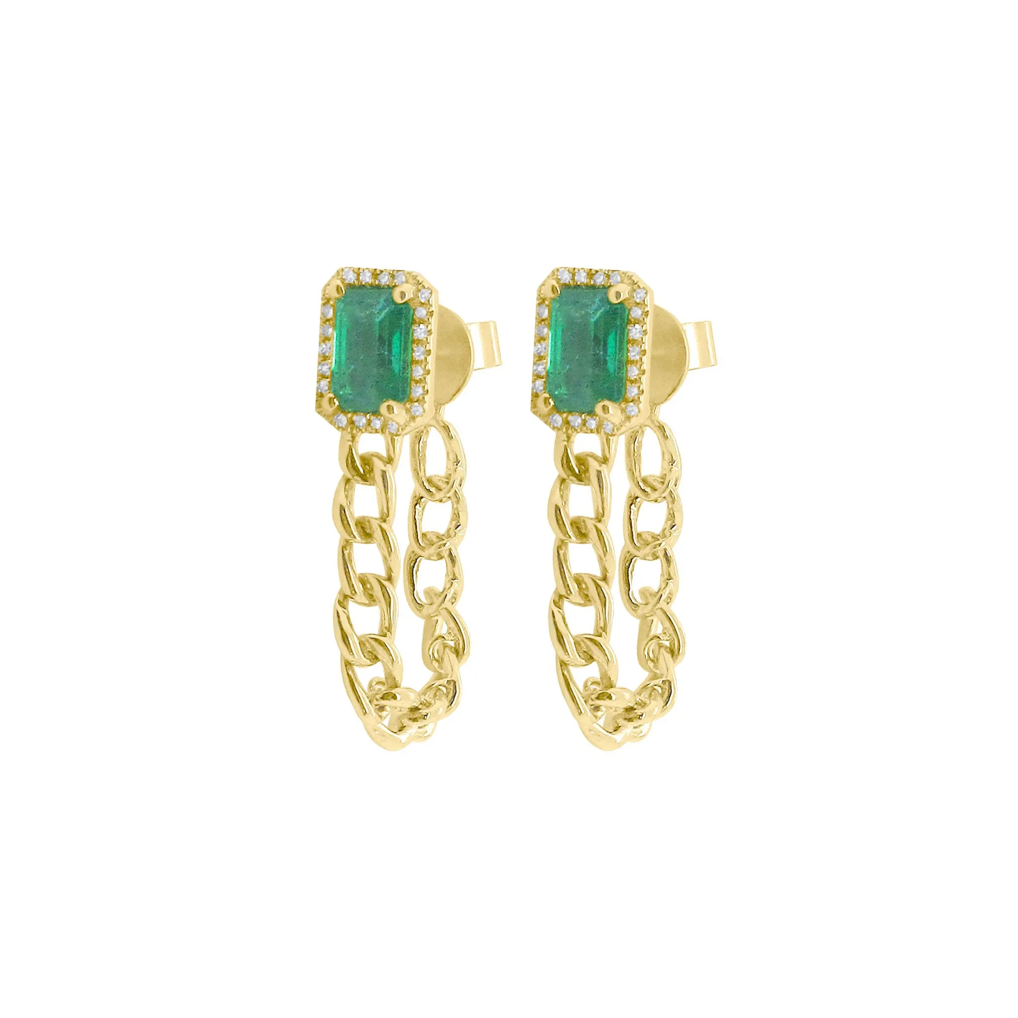 14K GOLD DIAMOND AND EMERALD GABRIELLA EARRINGS