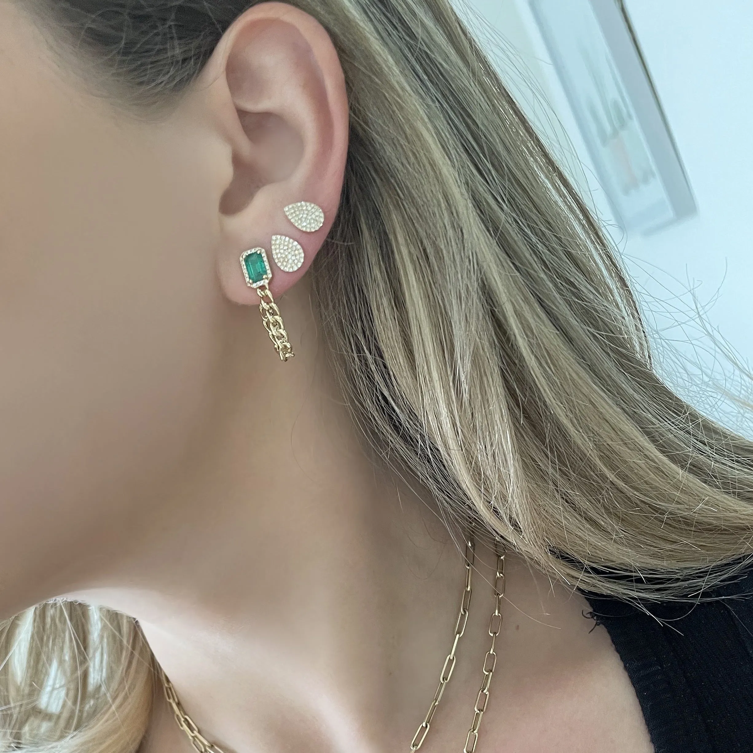 14K GOLD DIAMOND AND EMERALD GABRIELLA EARRINGS