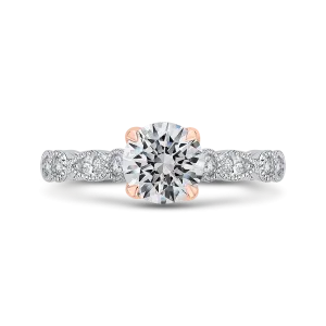 14K Two Tone Gold Round Diamond Engagement Ring (Semi Mount)