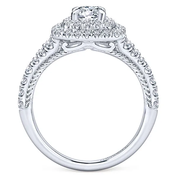 14k White Gold Round Double Halo