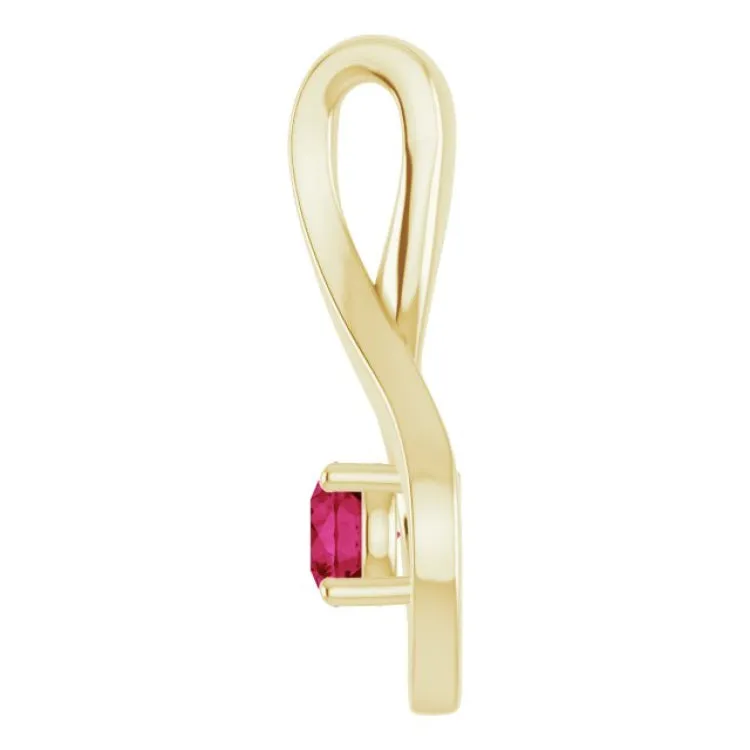 14K Yellow 4 mm Round Lab-Grown Ruby Pendant