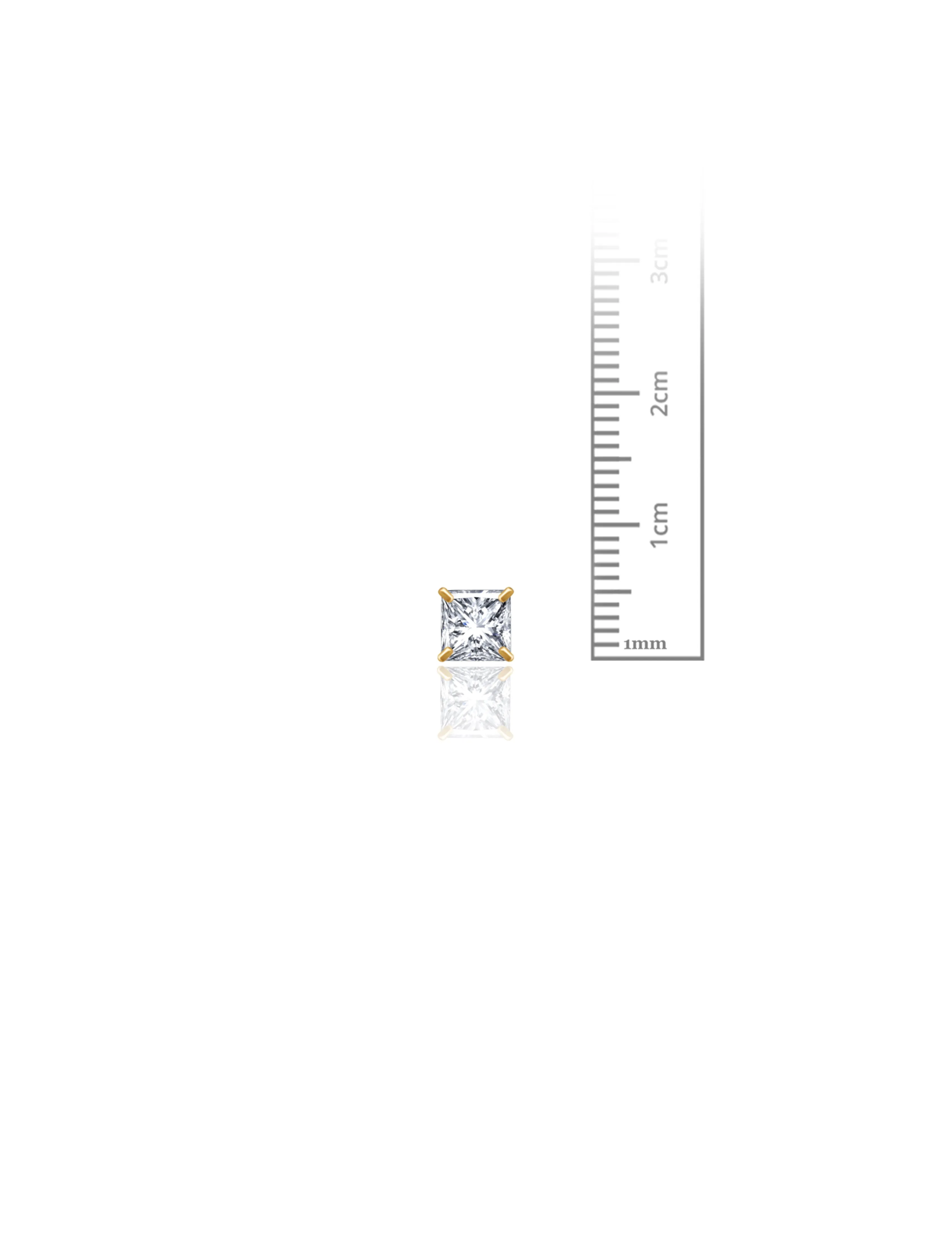 14K Yellow Gold 5MM Square CZ Screwback Stud Earrings
