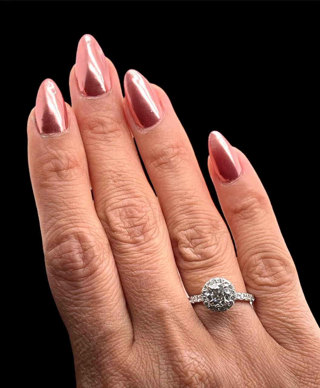1.68 Ct E VS2 Lab Grown Round Diamond Halo Engagement Ring 14k White Gold
