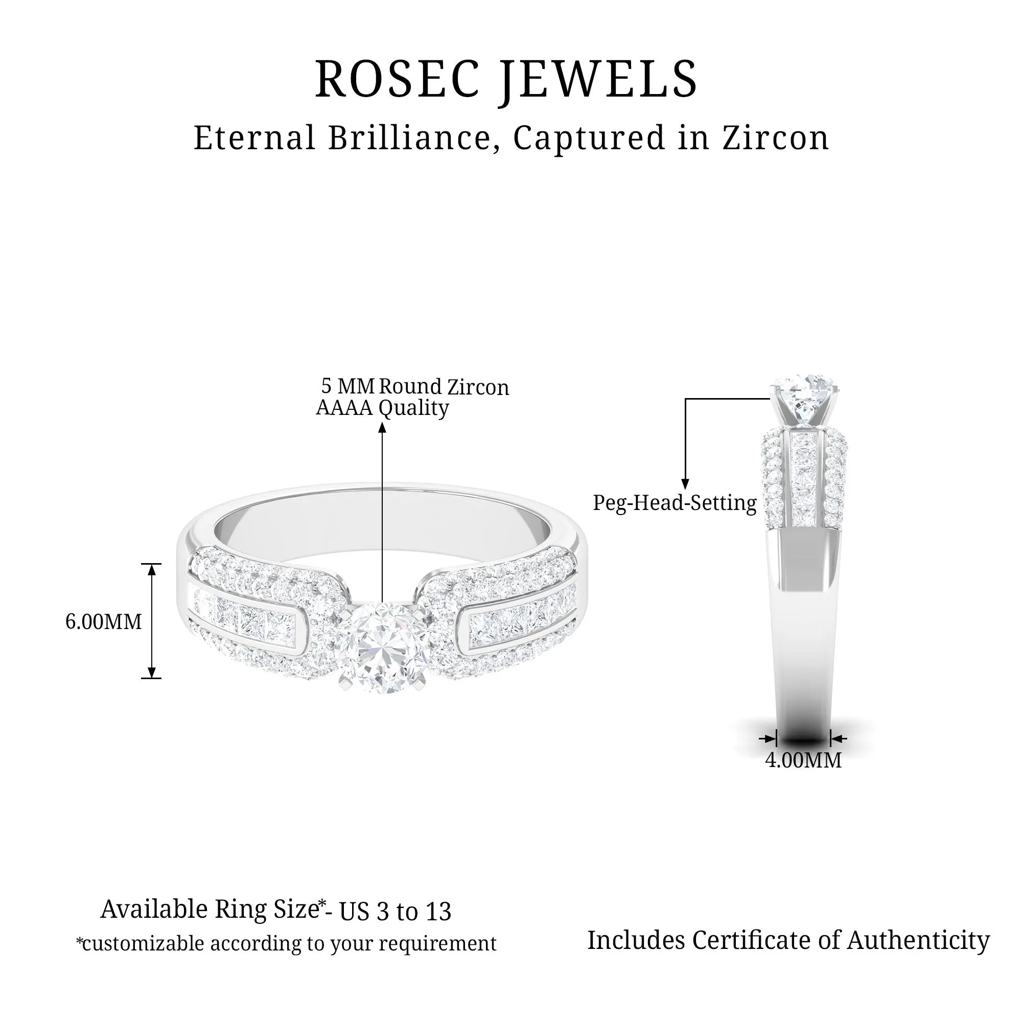 1.75 CT Cubic Zircon Statement Engagement Ring
