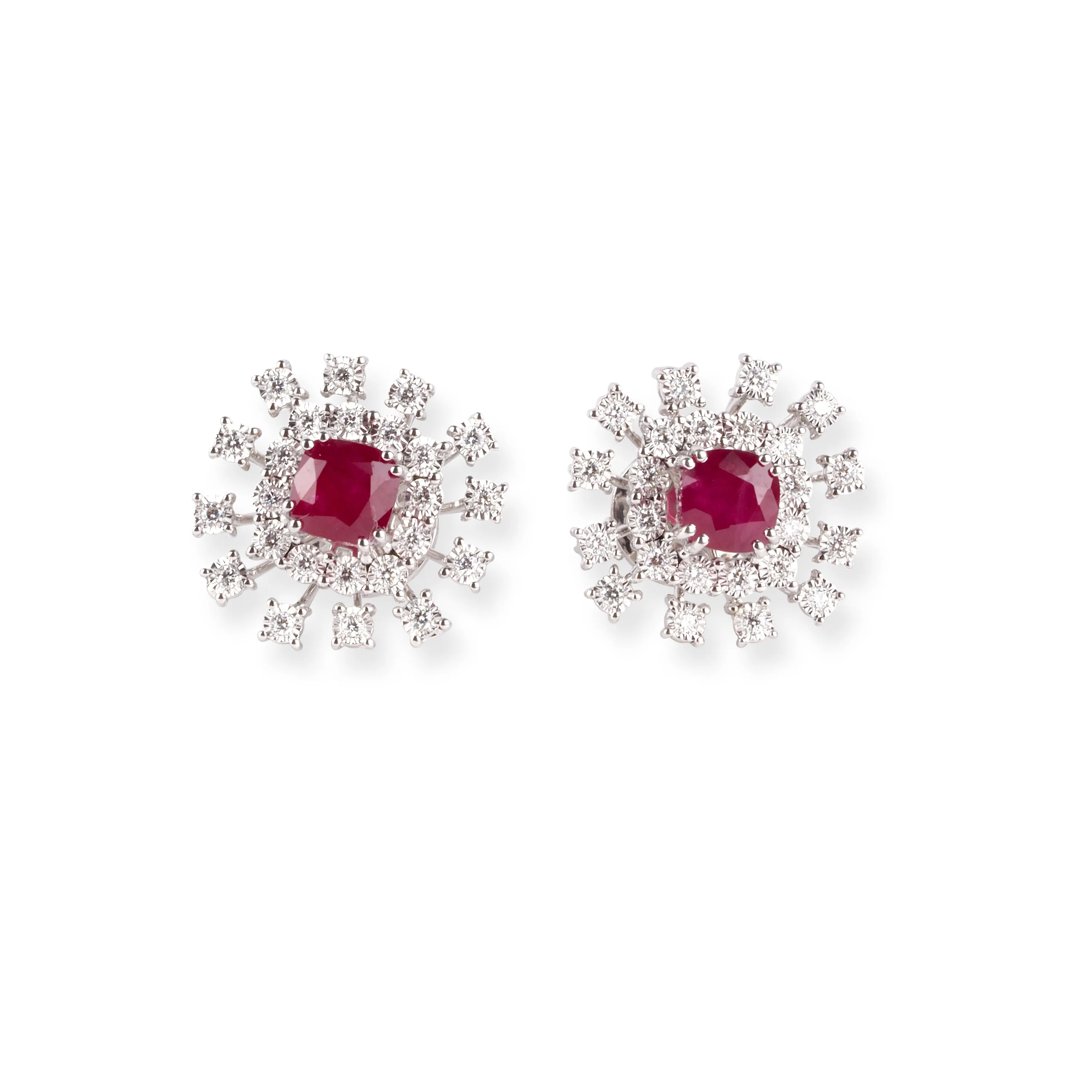 18ct White Gold Diamond and Ruby Pendant Suite C-7048a MCS7683 MCS7684