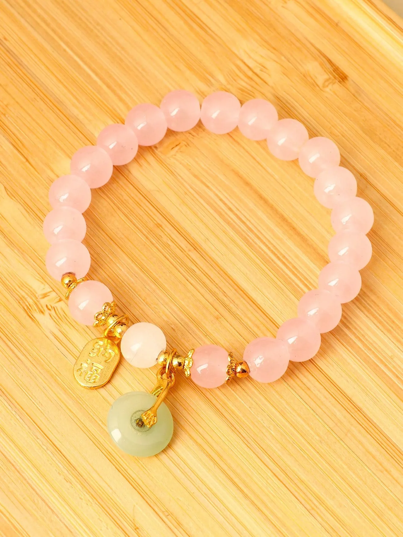 1pc Artificial Jade Safety Buckle Beaded Bracelet Women's Gift