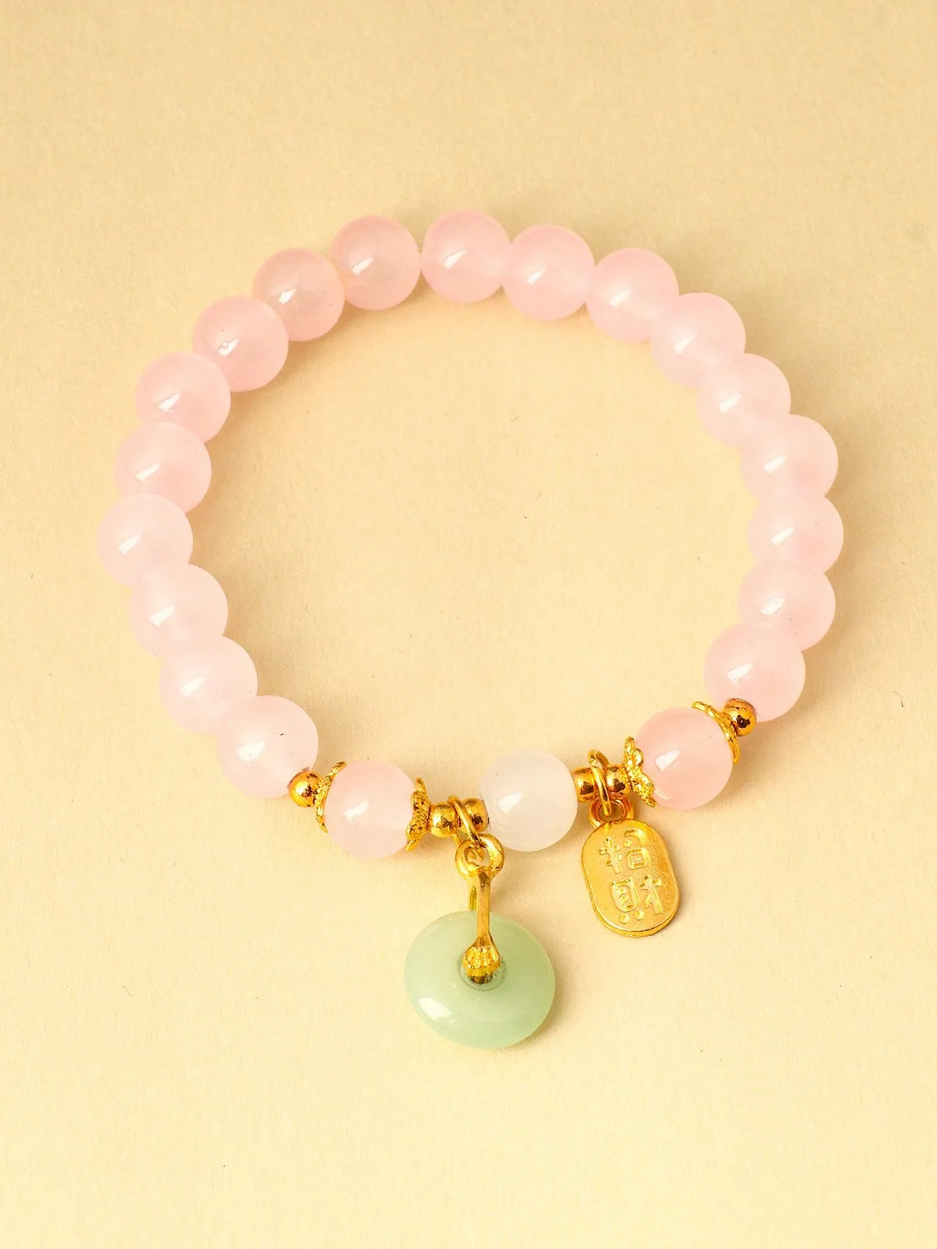 1pc Artificial Jade Safety Buckle Beaded Bracelet Women's Gift