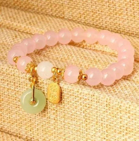 1pc Artificial Jade Safety Buckle Beaded Bracelet Women's Gift
