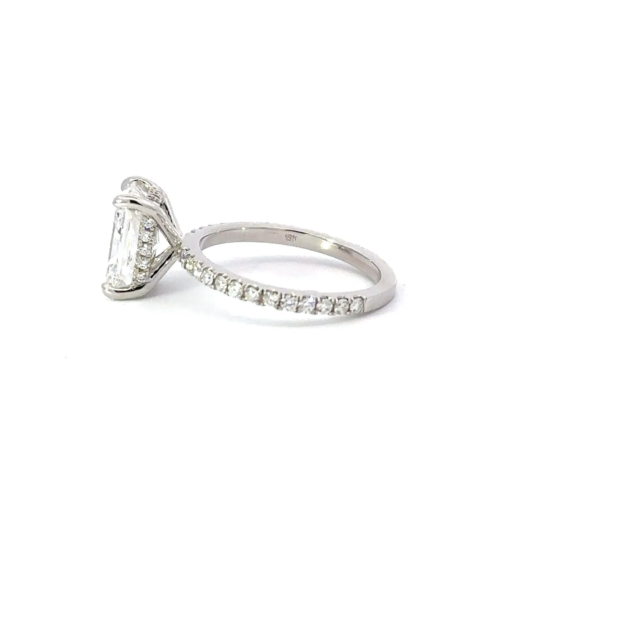 2.10 Carat Lab Created Radiant Engagement Ring with Signature Setting