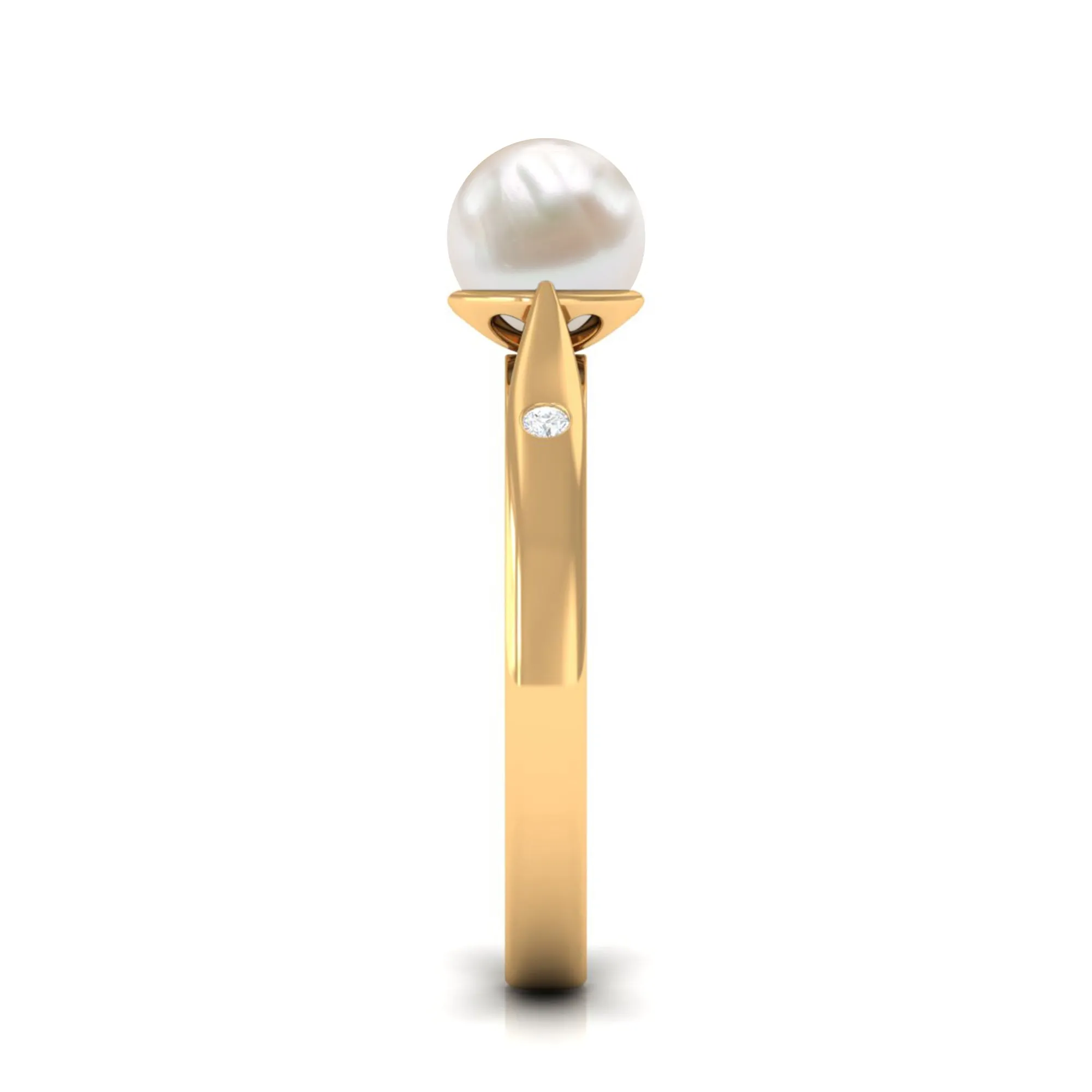 2.25 CT Freshwater Pearl Solitaire Ring with Diamond Accent
