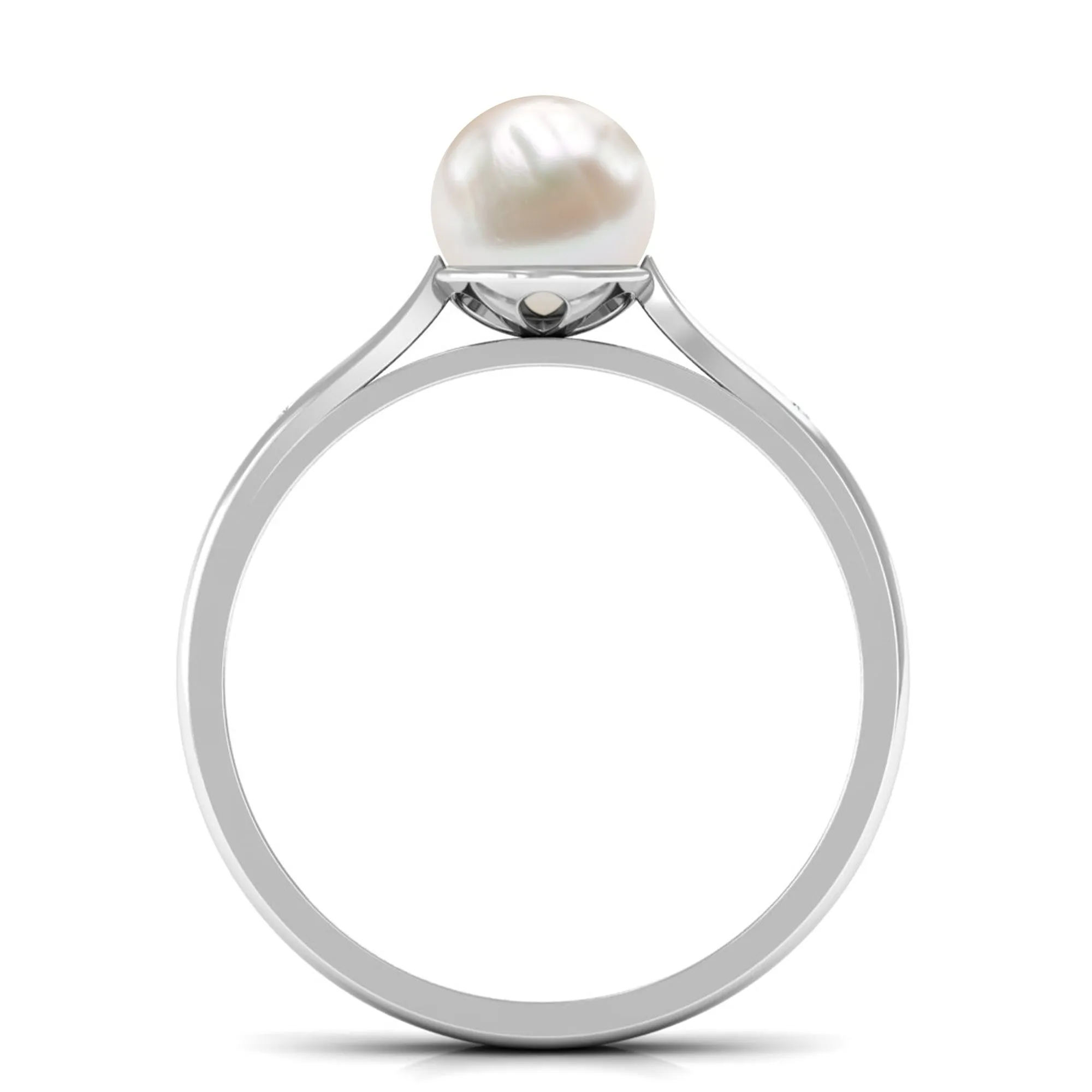 2.25 CT Freshwater Pearl Solitaire Ring with Diamond Accent