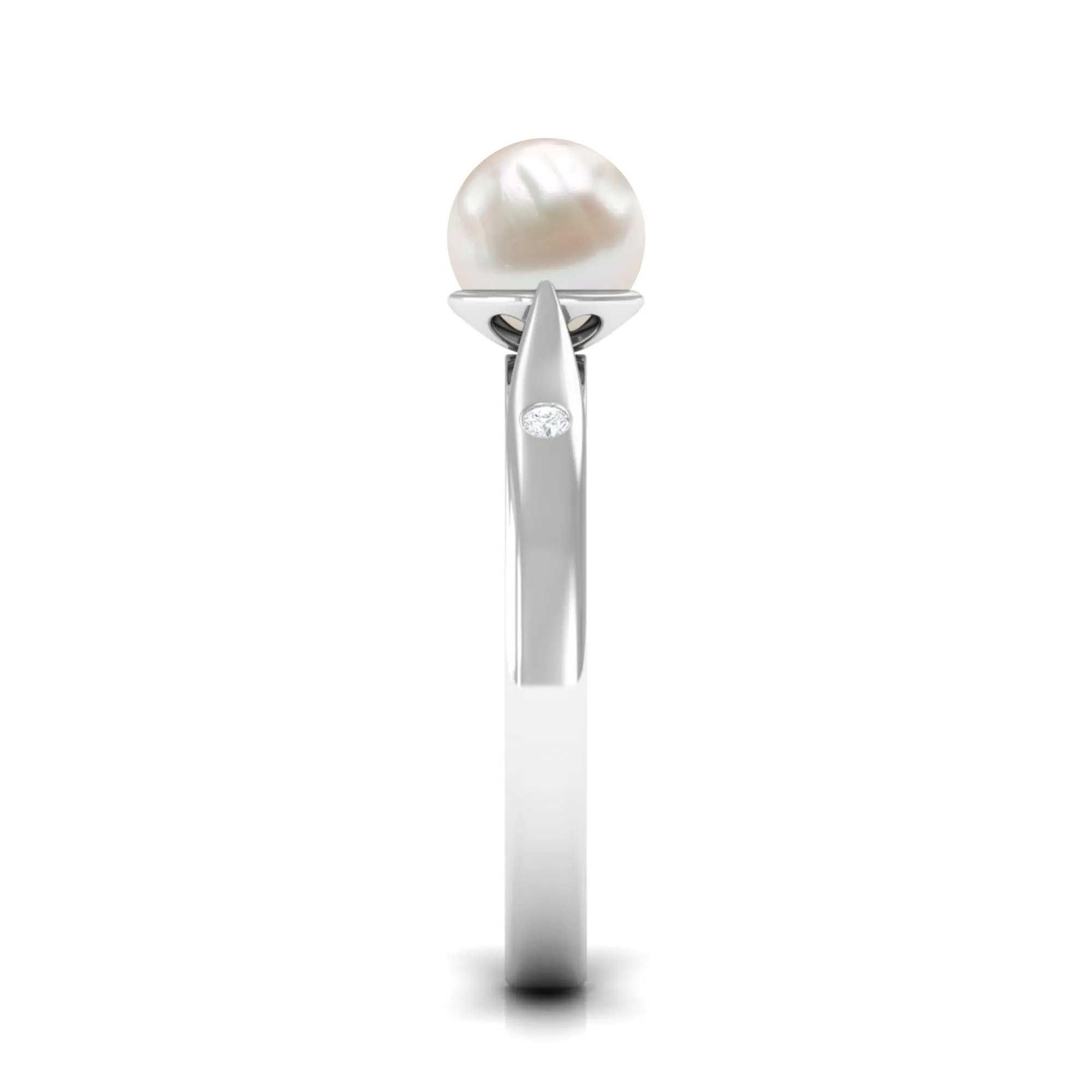 2.25 CT Freshwater Pearl Solitaire Ring with Diamond Accent