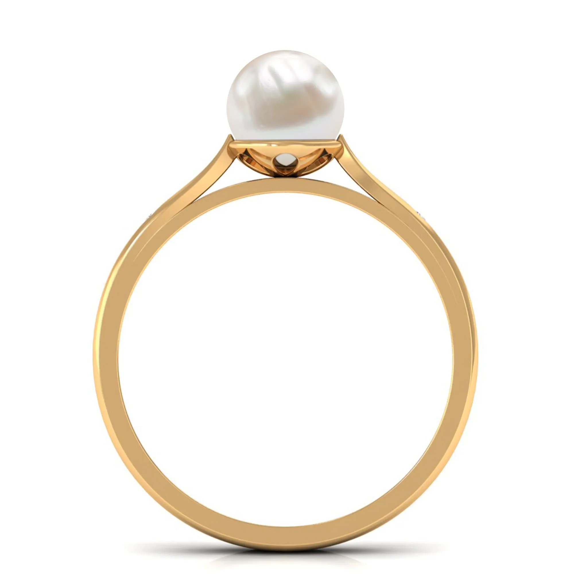 2.25 CT Freshwater Pearl Solitaire Ring with Diamond Accent