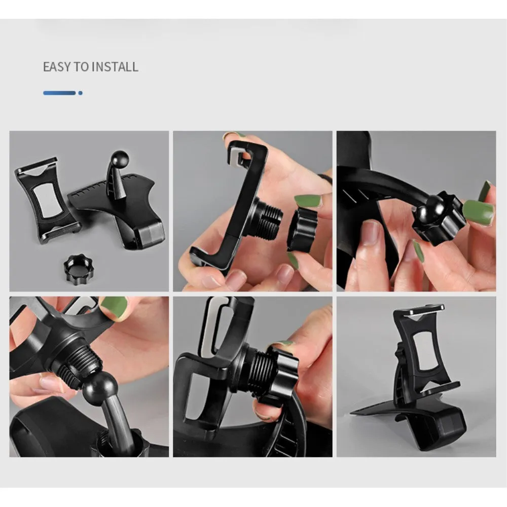 3 in 1 Car GPS Smartphone Holder: Dashboard / Visor Clamp   AC Grid Clip for Gresso Regal R2 - Black