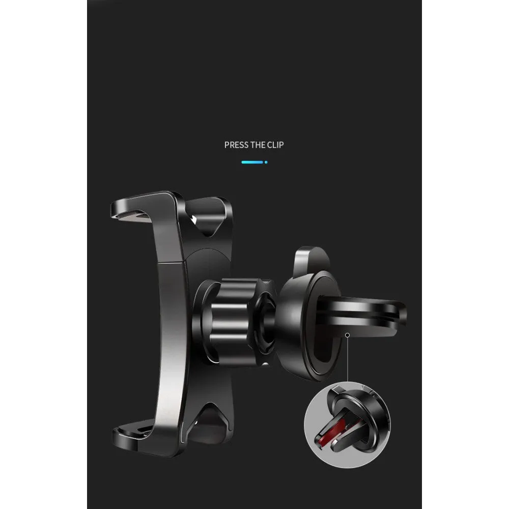3 in 1 Car GPS Smartphone Holder: Dashboard / Visor Clamp   AC Grid Clip for Gresso Regal R3 - Black