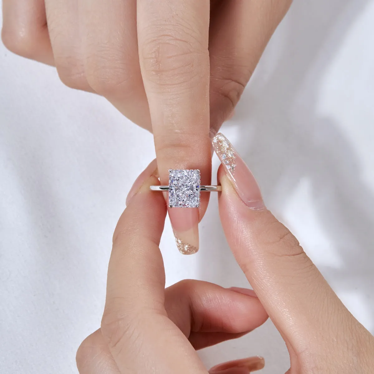 4 Carat Radiant Cut Hidden Halo Engagement Ring