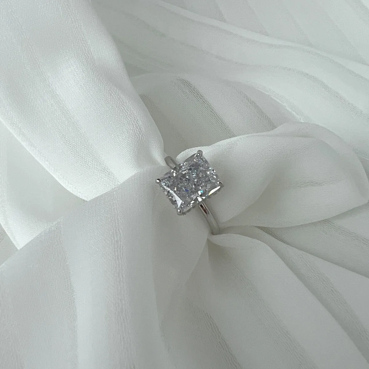4 Carat Radiant Cut Hidden Halo Engagement Ring