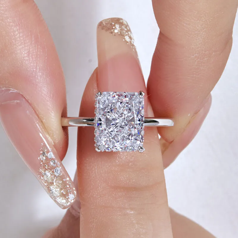4 Carat Radiant Cut Hidden Halo Engagement Ring