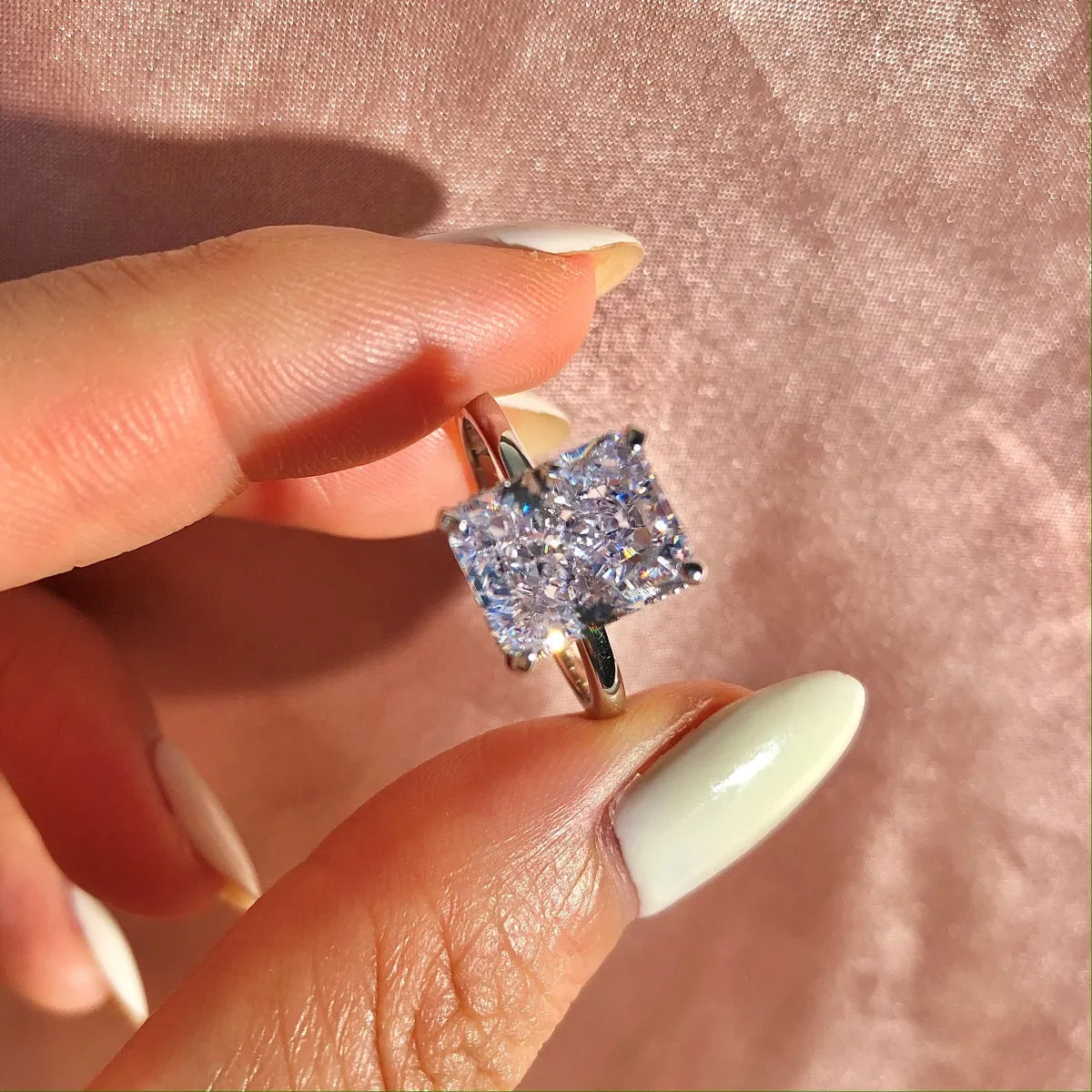 4 Carat Radiant Cut Hidden Halo Engagement Ring