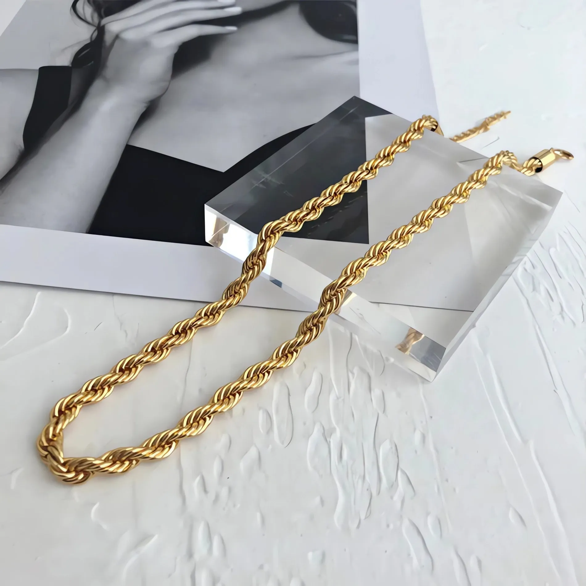 40cm-50cm 2mm/3mm/5mm/8mm Width Twisted Rope Chain Choker Necklace