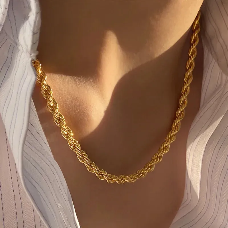 40cm-50cm 2mm/3mm/5mm/8mm Width Twisted Rope Chain Choker Necklace