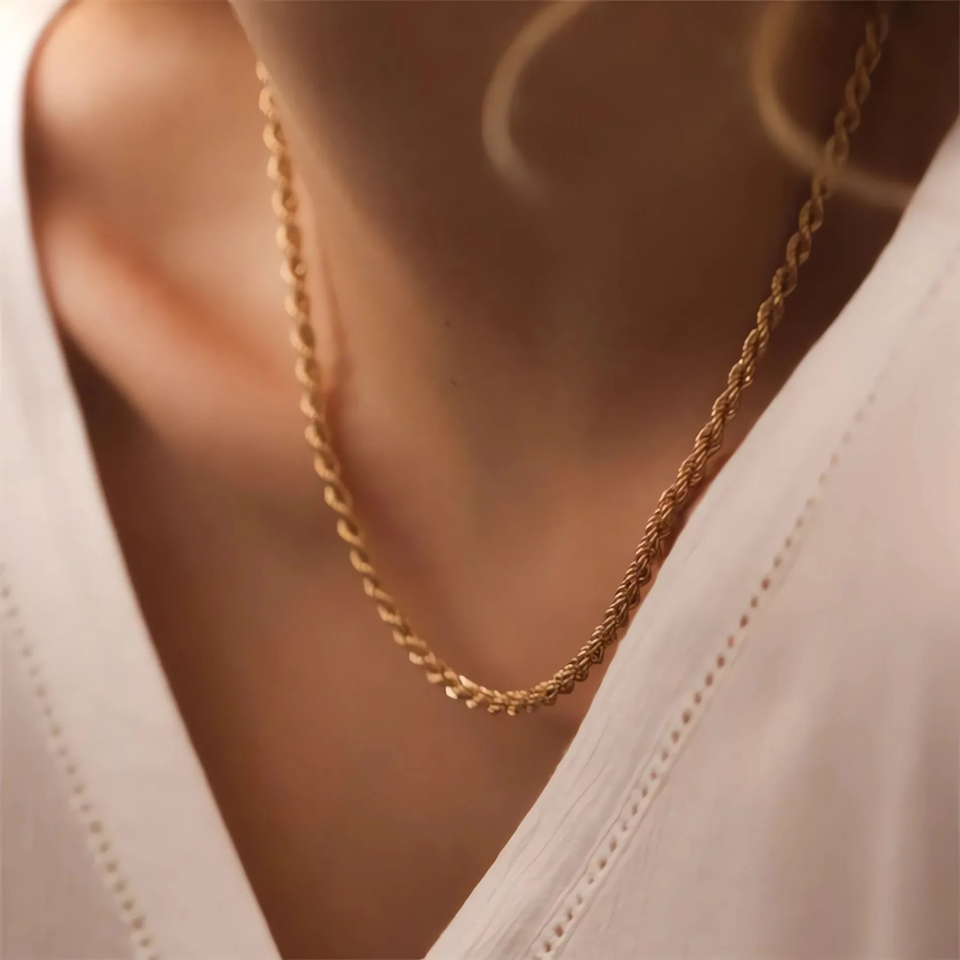 40cm-50cm 2mm/3mm/5mm/8mm Width Twisted Rope Chain Choker Necklace