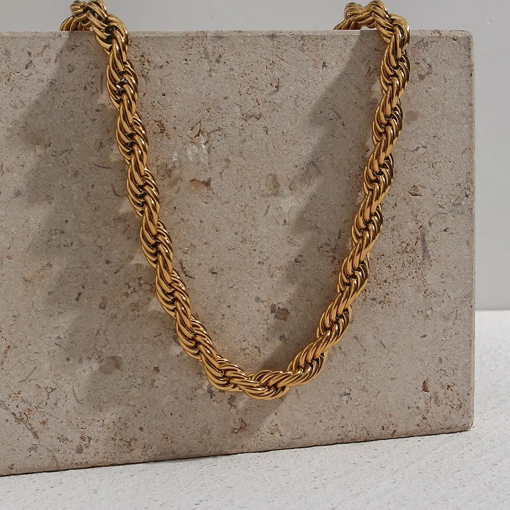 40cm-50cm 2mm/3mm/5mm/8mm Width Twisted Rope Chain Choker Necklace