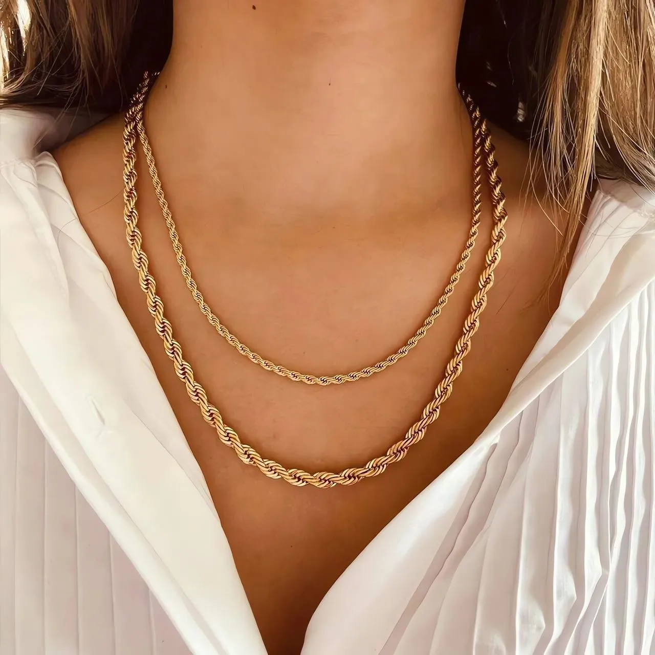 40cm-50cm 2mm/3mm/5mm/8mm Width Twisted Rope Chain Choker Necklace