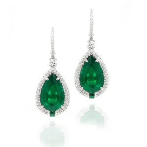 5.10 / 4.23 cts  Emerald with Diamond Earrings