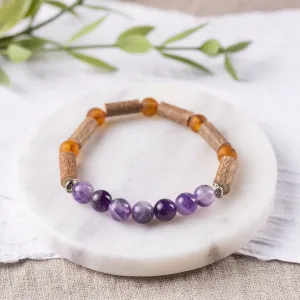 Adults | Amethyst   Raw Cognac Amber Hazelwood Bracelet