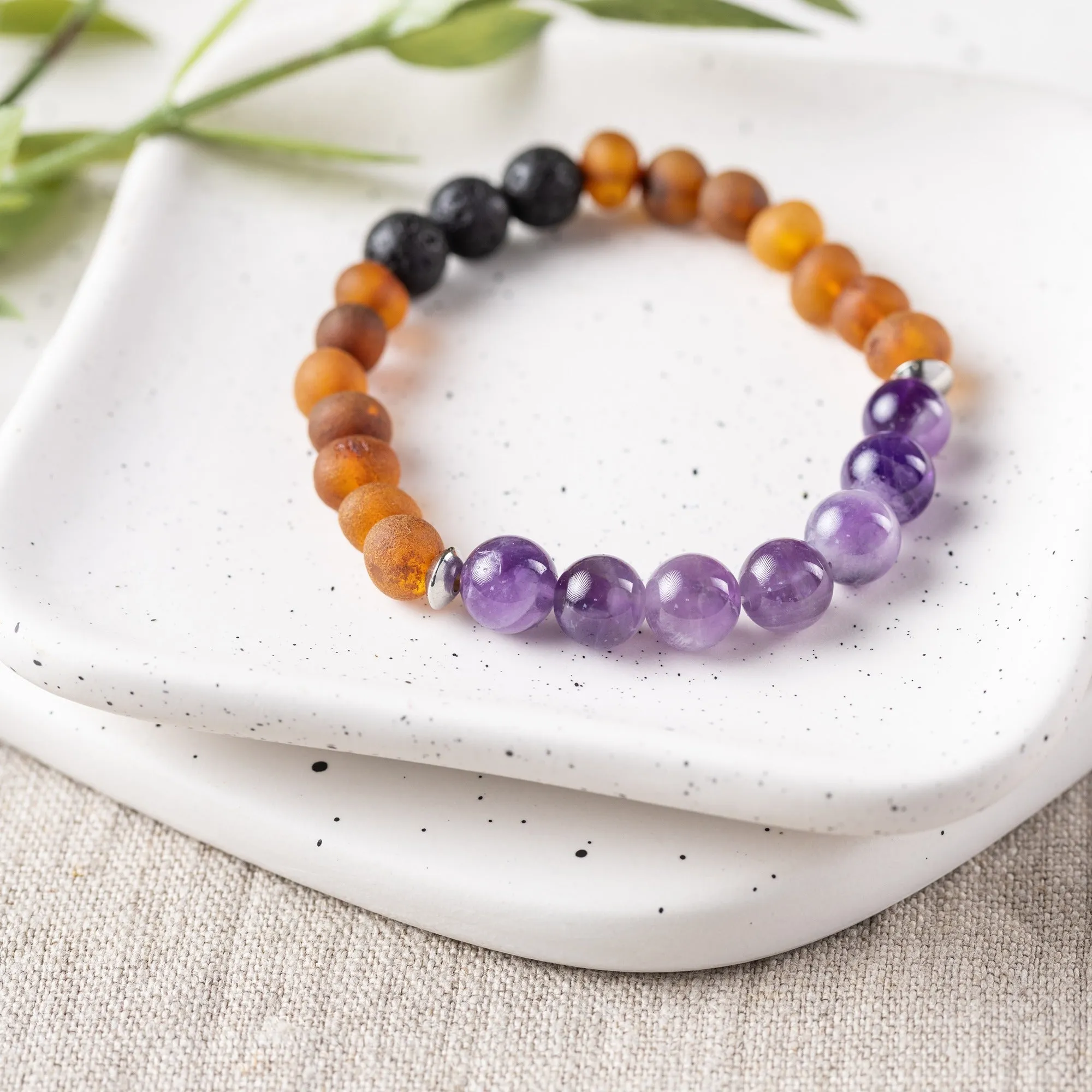 Adults | Amethyst   Raw Cognac Aromatherapy Bracelet