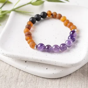 Adults | Amethyst   Raw Cognac Aromatherapy Bracelet