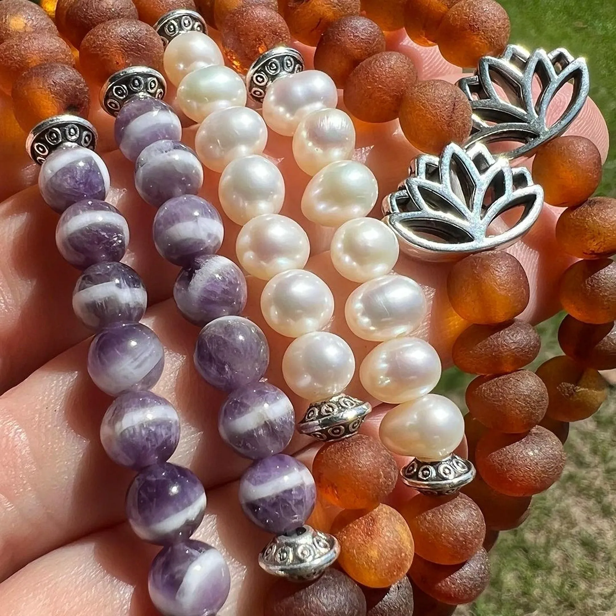 Adults | Amethyst   Raw Cognac Aromatherapy Bracelet