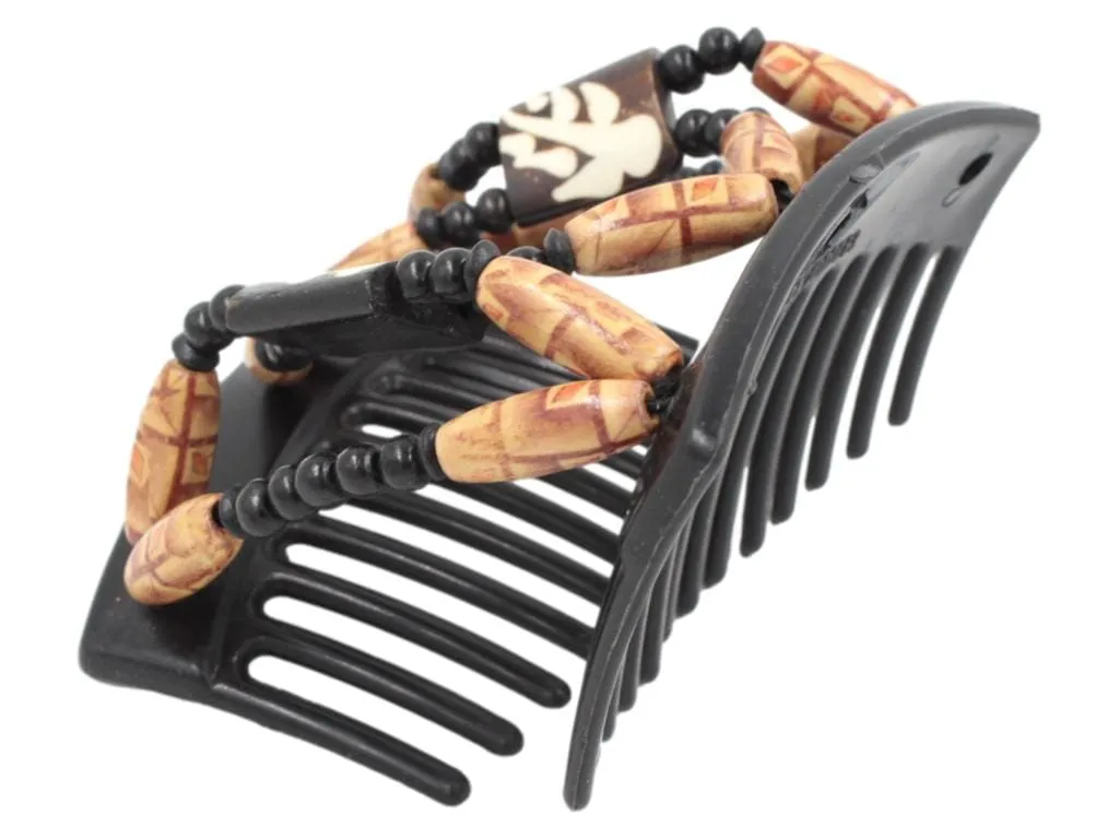 African Butterfly Thick Hair Comb - Stones & Bones Black 111