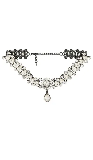 Amber Sceats Crystal Choker Necklace in Metallic Silver